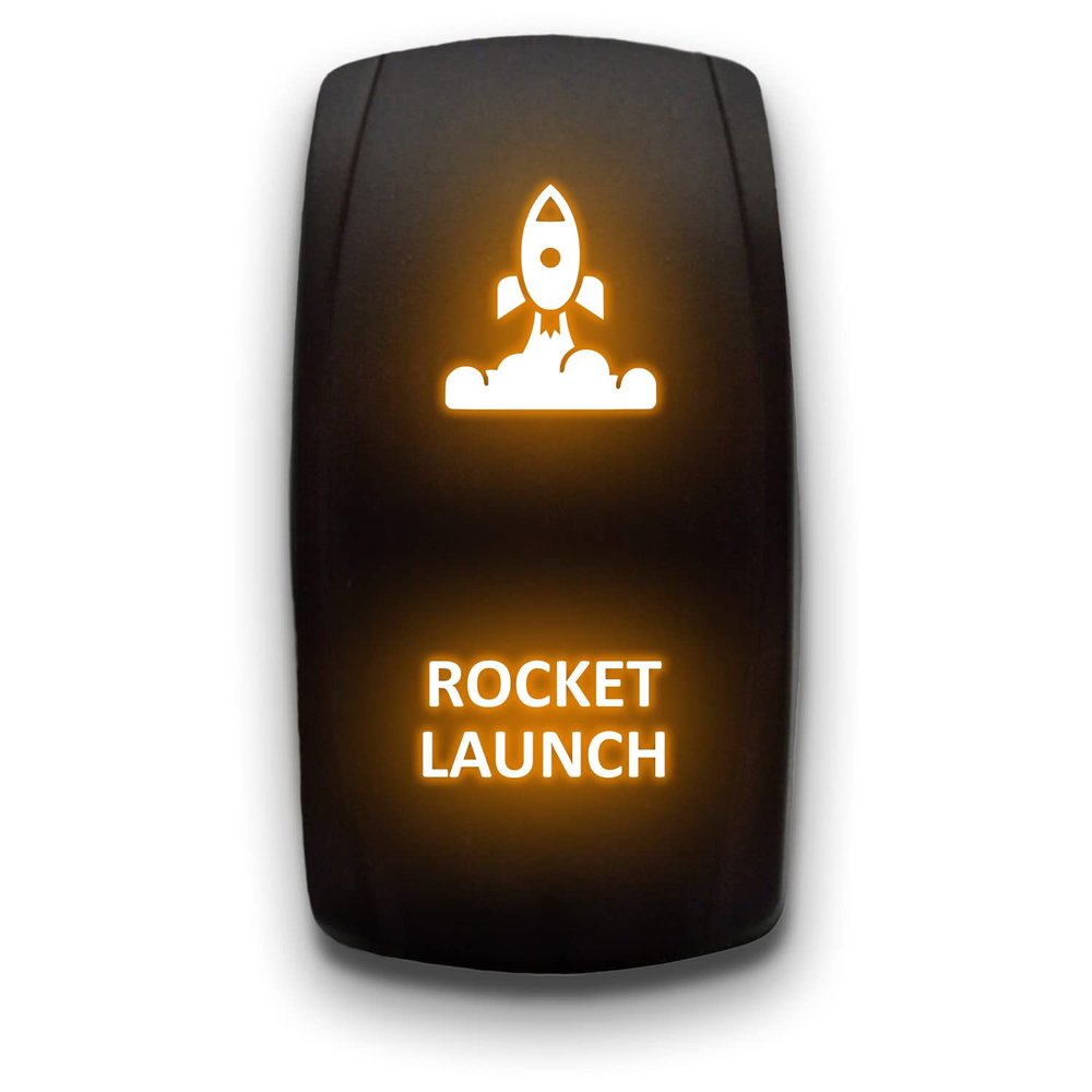 Rocket Launch - Orange - Laser Etched Toggle Switch 20A 12V - Vertical Rocker Switch 5-Pin DPST