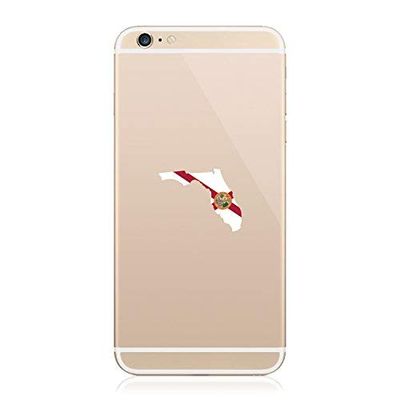 2X - Florida State Shaped Flag Cell Phone Sticker Self Adhesive Vinyl Decal Sticker FL Vinyl Made in USA