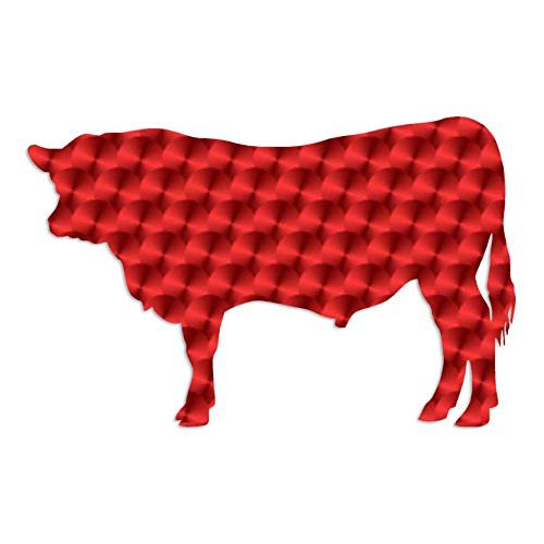 Decorative Decal - Angus Cow Cattle 5.9" x 3.75" - Red Engine Turn - Vinyl Sticker