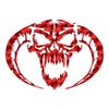 Decorative Decal - Demon Devil Skull Horns 5.25" x 3.75" - Red Engine Turn - Vinyl Sticker view 1