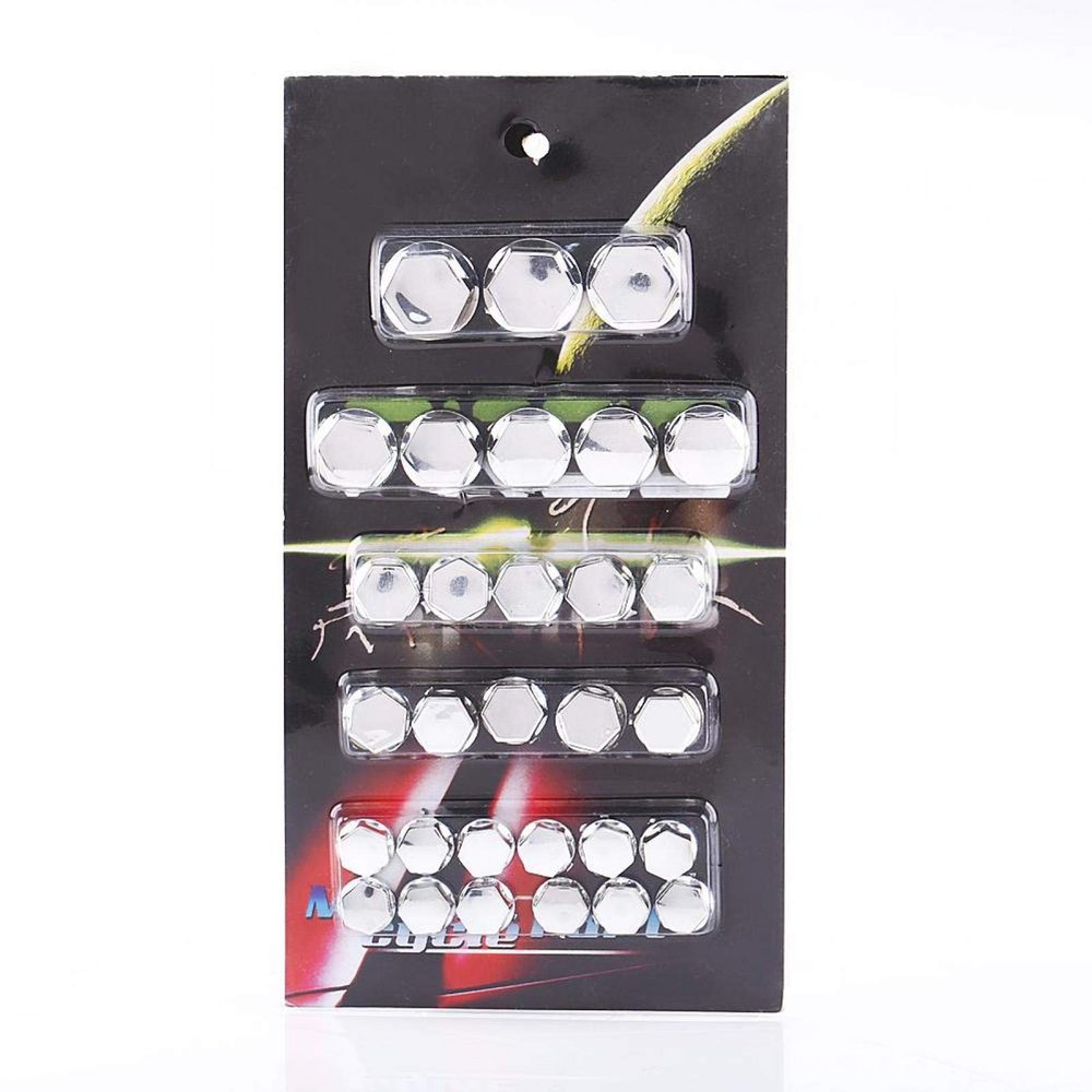 ARAMOX Motorcycle Screw Nut, 30Pcs Motorcycle Motorbike Screw Nut Cover Decoration For (Silver)