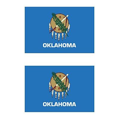 Two Pack Oklahoma Flag Sticker Decal Self Adhesive Vinyl State Oklahoman Okie OK Made in USA