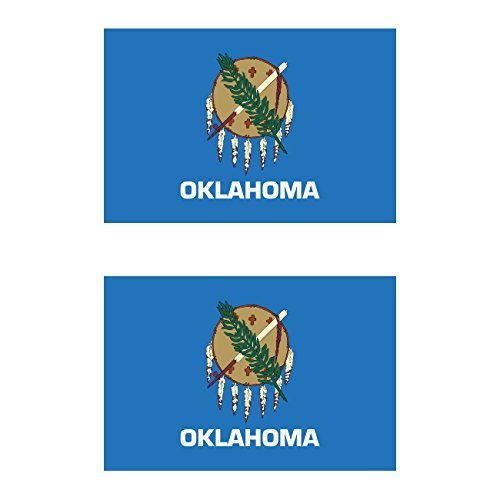 Two Pack Oklahoma Flag Sticker Decal Self Adhesive Vinyl State Oklahoman Okie OK Made in USA