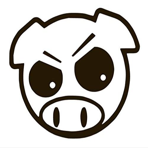Angry Pig Piggy Vinyl Sticker Decals (Pack of 2) for Car Window Laptop Phone (10" x 8.7", Black)