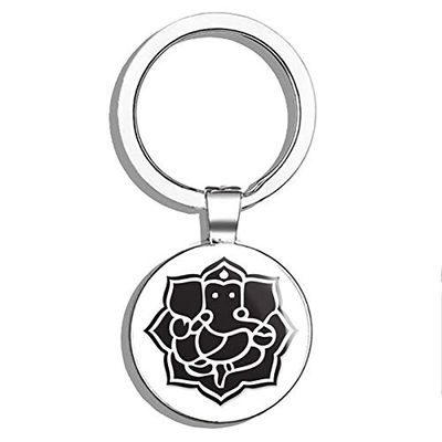 Ganesha Ganesh God Hindu Metal Round Metal Key Chain Keychain Ring