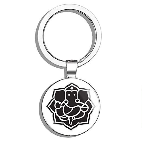 Ganesha Ganesh God Hindu Metal Round Metal Key Chain Keychain Ring