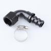 AC PERFORMANCE -12 AN 90 Degree Push On Lock Hose End Fitting Aluminum Black with Clamp view 2