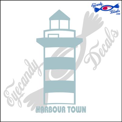 Eyecandy Decals Harbour Town South Carolina with Name Lighthouse 6 INCH Decal Sticker Silver