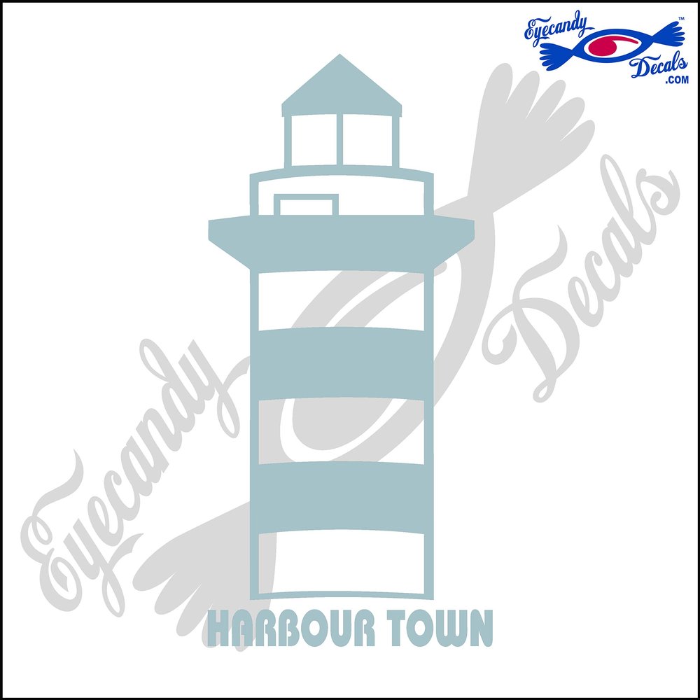 Eyecandy Decals Harbour Town South Carolina with Name Lighthouse 6 INCH Decal Sticker Silver