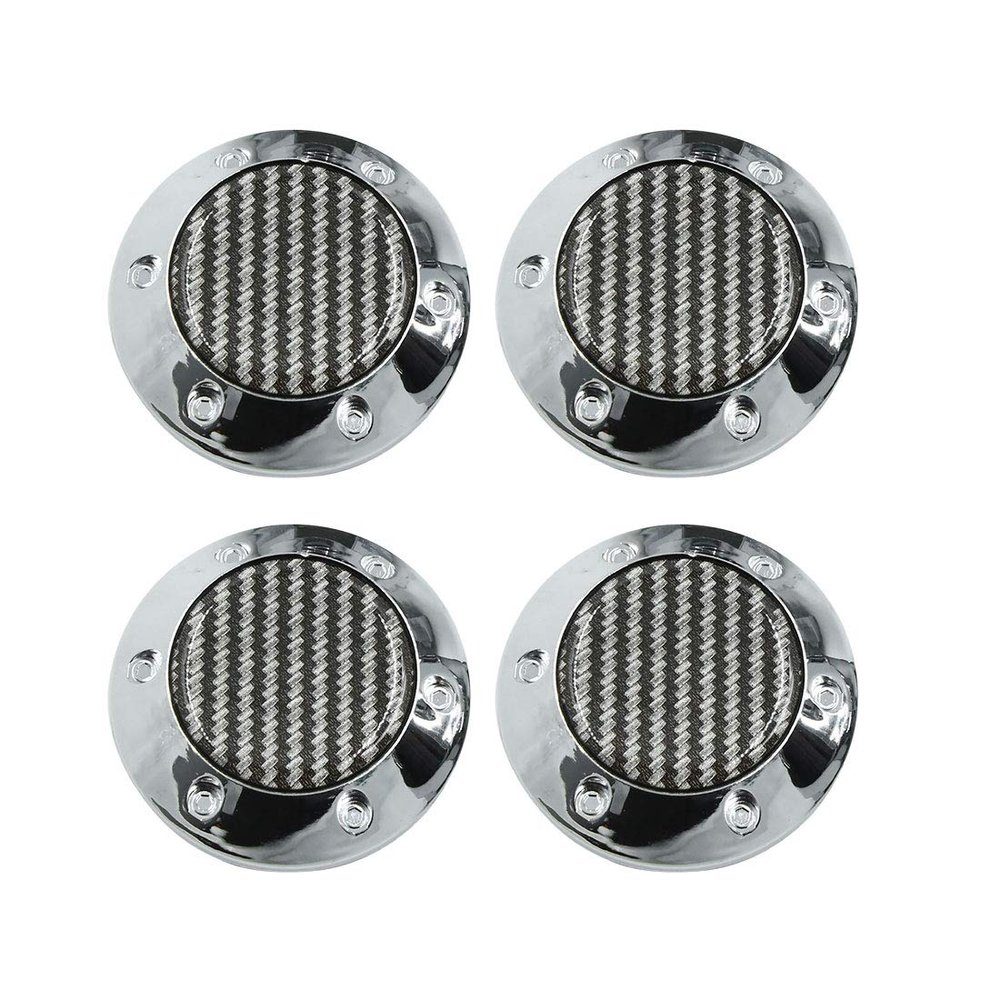 X AUTOHAUX 68mm Car Wheel Tyre Center Hub Caps Cover w/Carbon Fiber Pattern Sticker 4pcs
