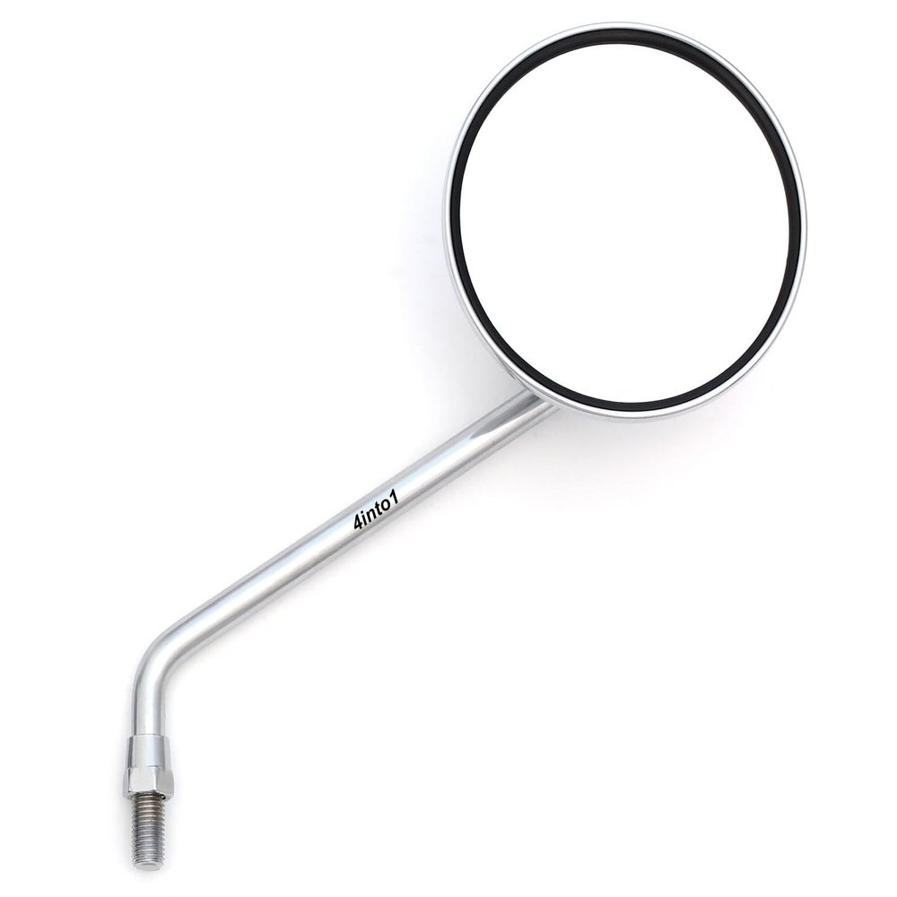 4into1 Universal Round Chrome Mirror - Early Style - Motorcycle/ATV - 10MM x 1.25 - Compatible with Honda Kawasaki Suzuki