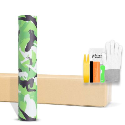 24"x60" (2FTx5FT) Green Morning Wood Camouflage Morning Wood Green Viny Wrap Sticker Sheet Film DIY Decal Car Auto Vehicle Motorcycle Air Release Bubble Free with Tool Kit