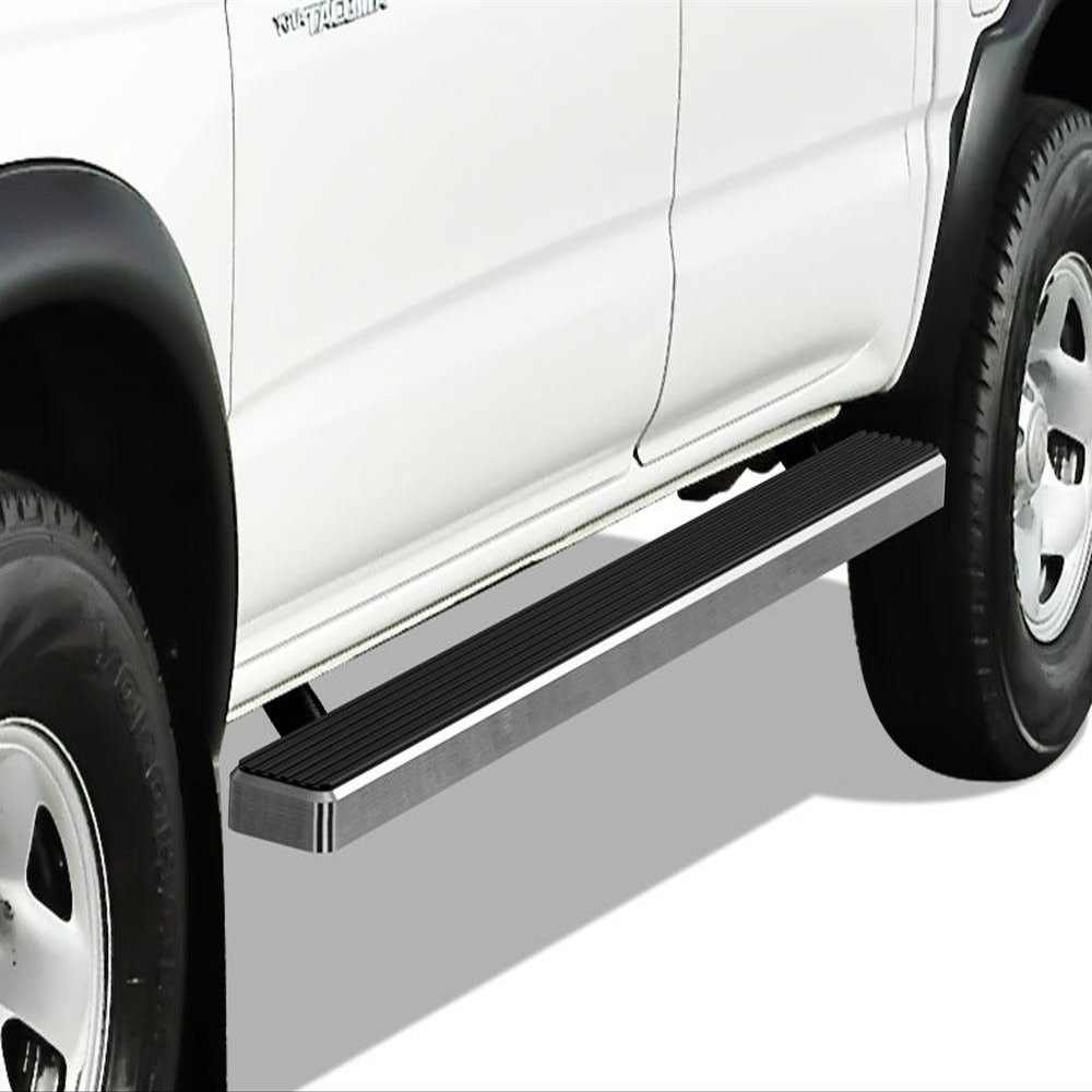 APS 304 Stainless Steel Polished 5in Silver Running Boards Compatible with Toyota Tacoma 1995-2004 Extended Xtra Cab (4WD or Prerunner 2WD 4WD) (Nerf Bars Side Steps)