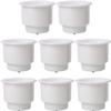 Amarine Made 8Pcs Recessed Drop in Plastic Cup Drink Can Holder with Drain for Boat Car Marine Rv (White) view 1