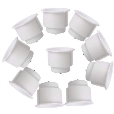 Amarine Made 10Pcs Recessed Drop in Plastic Cup Drink Can Holder with Drain for Boat Car Marine Rv (White)