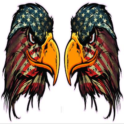 American Flag Eagle Head Version 3 Pairs Decal comes in 5 sizes (5" x 5")