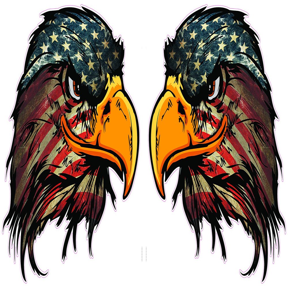 American Flag Eagle Head Version 3 Pairs Decal comes in 5 sizes (5" x 5")
