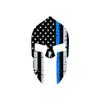 7" Distressed Thin Blue Line Subdued Spartan Helmet American Flag Sticker Self Adhesive Vinyl Decal Sticker Law Made in USA view 1