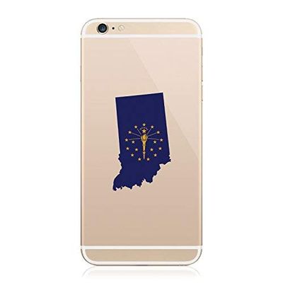 2X - Indiana State Shaped Flag Cell Phone Sticker Self Adhesive Vinyl Decal Sticker in Vinyl Made in USA