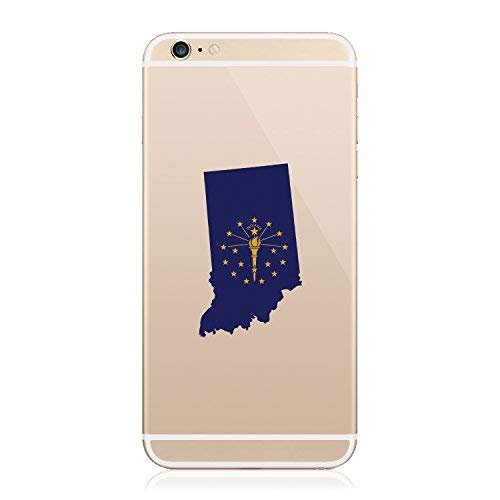 2X - Indiana State Shaped Flag Cell Phone Sticker Self Adhesive Vinyl Decal Sticker in Vinyl Made in USA