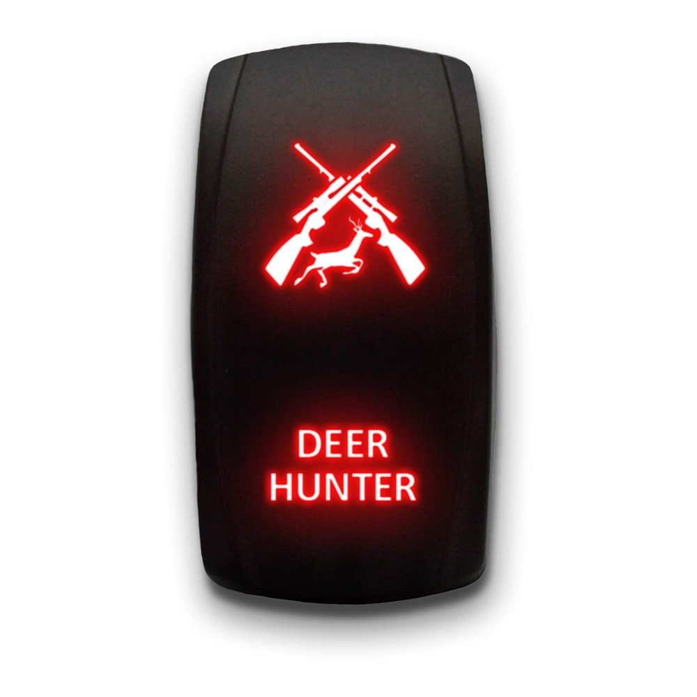 Deer Hunter - Red - Stark 5-PIN Laser Etched LED Rocker Switch Dual Light - 20A 12V ON/Off