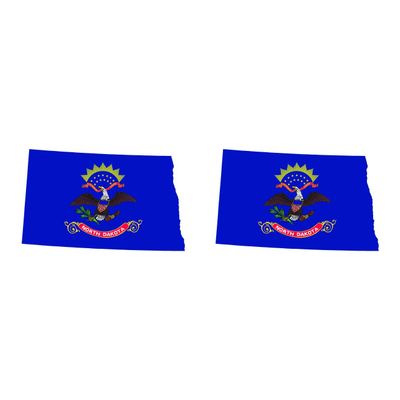 Two Pack North Dakota State Shaped Flag Sticker Self Adhesive Vinyl Decal Sticker ND Made in USA