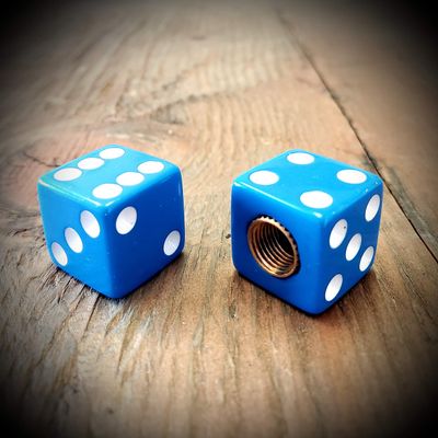 Kustom Kapz Blue Dice Tire Valve Cap Pair Motorcycle ATV Compatible with Harley Truck Hotrod Cycle Trailer rv