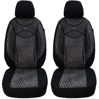 BREMER SITZBEZGE Measure Car Seat Covers Compatible with Ford Galaxy 3 Driver & Passenger Set from 2015-2019 / Car Seat Covers Protective Cover Set Car Seat Covers Pack of 2 in Black/Grey Pattern