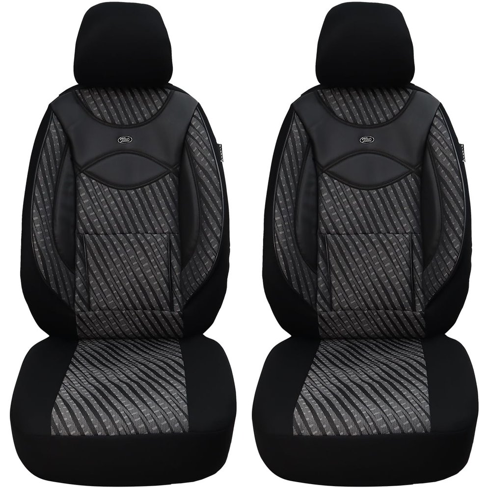 BREMER SITZBEZGE Measure Car Seat Covers Compatible with Ford Galaxy 3 Driver & Passenger Set from 2015-2019 / Car Seat Covers Protective Cover Set Car Seat Covers Pack of 2 in Black/Grey Pattern