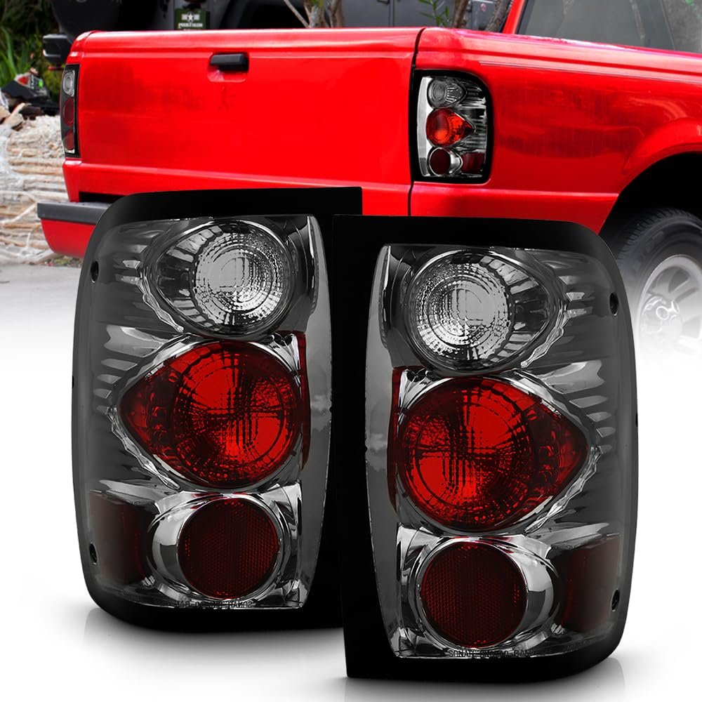 ACANII - For 1998-2000 Ford Ranger Pickup Smoked Lens Tail Lights Lamps Assembly Pair Replacement Driver & Passenger side
