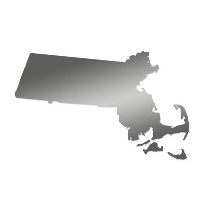 Applicable Pun Massachusetts State Shape - Vinyl Decal for Outdoor Use on Cars, ATV, Boats, Windows and More - Silver 8 inch