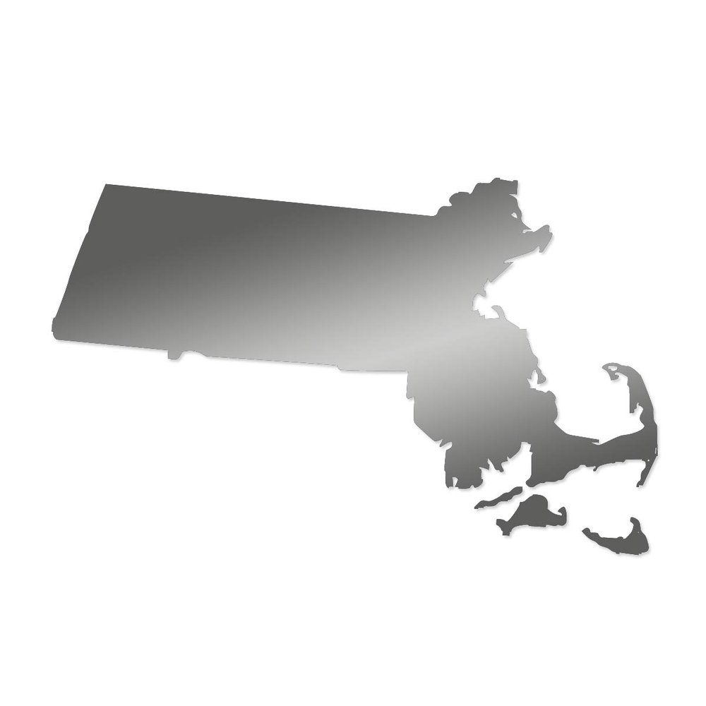 Applicable Pun Massachusetts State Shape - Vinyl Decal for Outdoor Use on Cars, ATV, Boats, Windows and More - Silver 8 inch