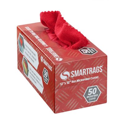 Arkwright Smart Rags Microfiber Cleaning Cloths, Pack of 50 in a Box, Lint Free 180 GSM Reusable Towels for Auto, Office and Household Cleaning, 12 x 12 in, Red