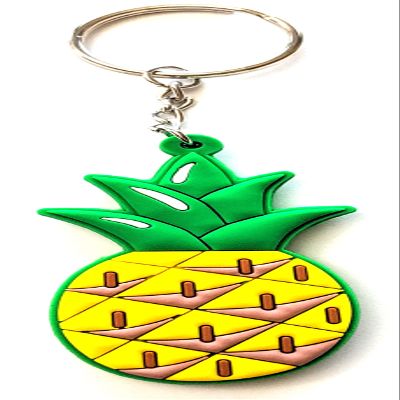 GT//Rotors Pineapple Rubber Keychain Soft Pine Apple PVC Double Sided Car Keys Fob Accessory