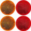 Qty 4 (2 Red/2 Amber) - 2" Inch Round Reflector Bike,Trailer, Truck, Boat, Mailbox, Construction, Signage, Warning with Super Strong Adhesive DOT/SAE Approved view 1