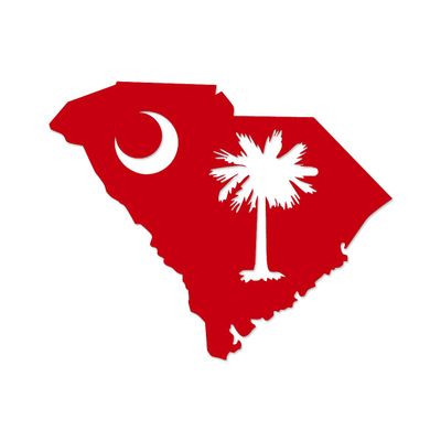 Applicable Pun South Carolina State Flag Map Shape - Vinyl Decal for Outdoor Use on Cars, ATV, Boats, Windows and More - Red 3 inch