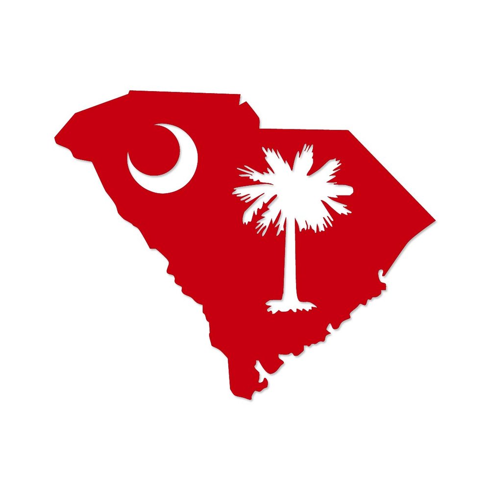 Applicable Pun South Carolina State Flag Map Shape - Vinyl Decal for Outdoor Use on Cars, ATV, Boats, Windows and More - Red 3 inch