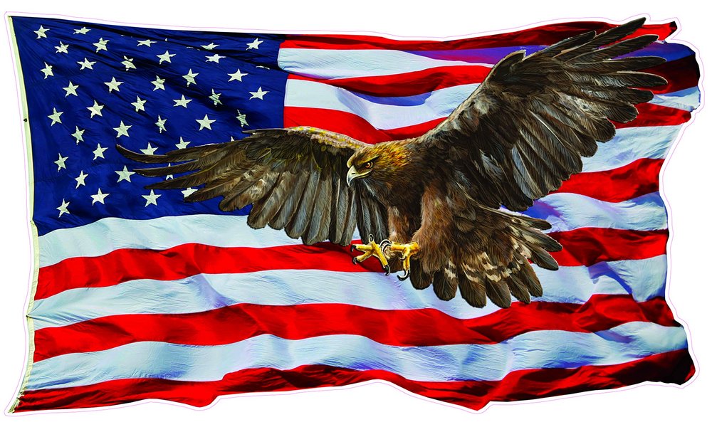American Flag Golden Eagle V2 Decal (24" x 14")