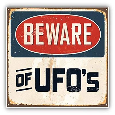 DG Graphics Beware of Ufo's Vintage Sign Art Decor 5'' x 4'' Vinyl Decal Sticker Wall Window Any Smooth Surface