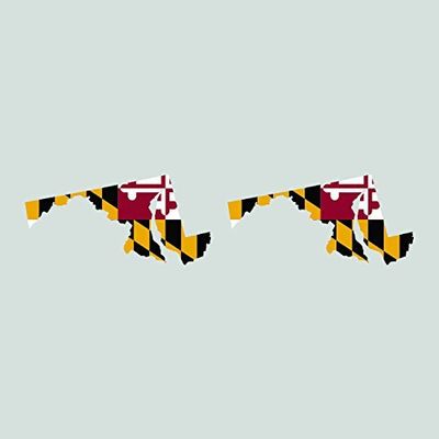 KW Vinyl Magnet Two Pack Maryland State Shaped Flag Sitcker MD Car Magnet Bumper Sticker