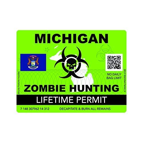 Magnet Zombie Michigan State Hunting Permit Magnetic Vinyl MI Car Magnet Bumper Sticker