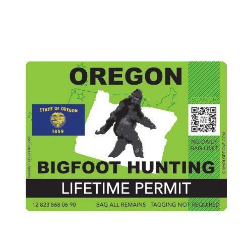 ION Graphics Magnet Oregon Bigfoot Hunting Permit Magnetic Vinyl Die Cut Decal Sasquatch Lifetime 5" Car Magnet Bumper Sticker