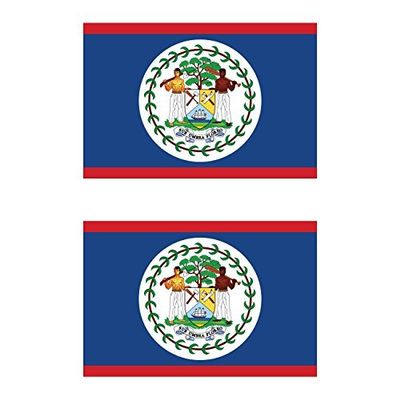 KW Vinyl Magnet Two Pack Belizean Flag Magnetic Belize BLZ BZ Car Magnet Bumper Sticker