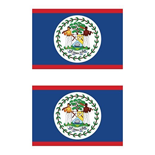KW Vinyl Magnet Two Pack Belizean Flag Magnetic Belize BLZ BZ Car Magnet Bumper Sticker