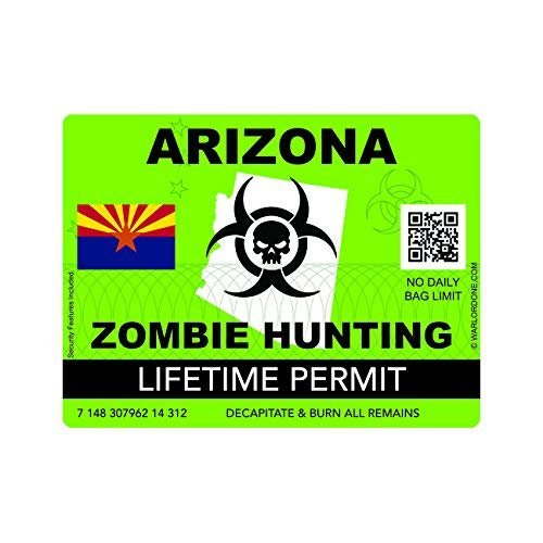 Magnet Zombie Arizona State Hunting Permit Magnetic Vinyl AZ Car Magnet Bumper Sticker