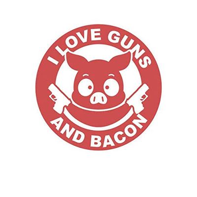 ION Graphics Magnet I Love Guns and Bacon Magnetic Vinyl 2a Gun Rights Humor Pig 5" Car Magnet Bumper Sticker