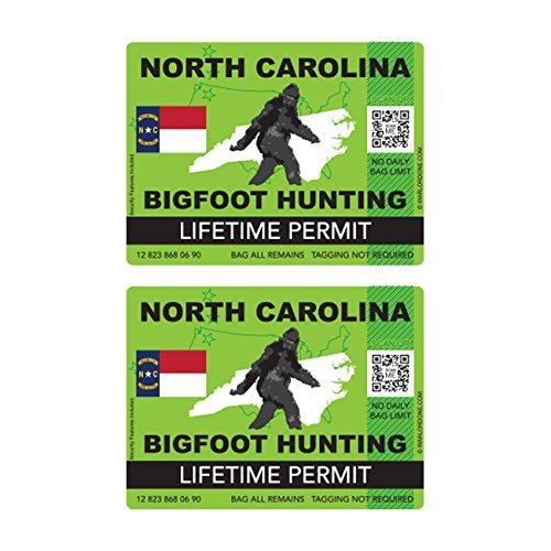 Magnet Two Pack North Carolina Bigfoot Hunting Permit Magnetic Vinyl Sasquatch Lifetime Car Magnet Bumper Sticker
