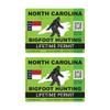 Magnet Two Pack North Carolina Bigfoot Hunting Permit Magnetic Vinyl Sasquatch Lifetime Car Magnet Bumper Sticker view 1