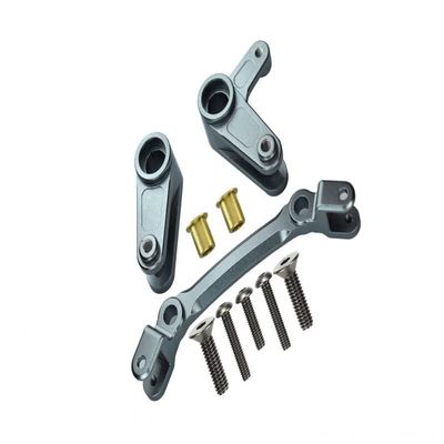 Aluminum Steering Assembly For Arrma 1:10 GRANITE/BIG ROCK 3S / BIG ROCK V3 3S / VORTEKS 3S / SENTON 3S / 1:8 VENDETTA 3S - 10Pc Set Gray Silver
