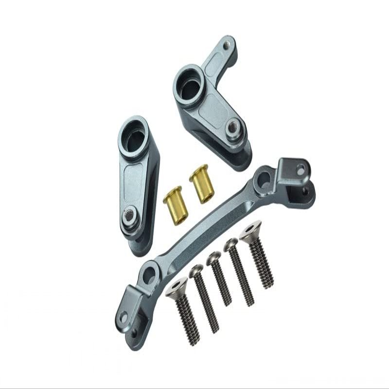 Aluminum Steering Assembly For Arrma 1:10 GRANITE/BIG ROCK 3S / BIG ROCK V3 3S / VORTEKS 3S / SENTON 3S / 1:8 VENDETTA 3S - 10Pc Set Gray Silver